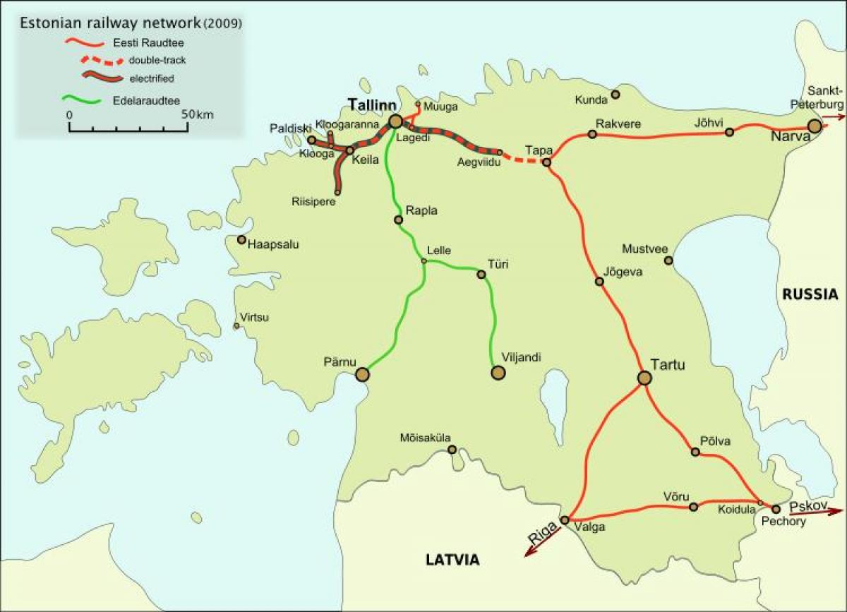 map of Estonian railways